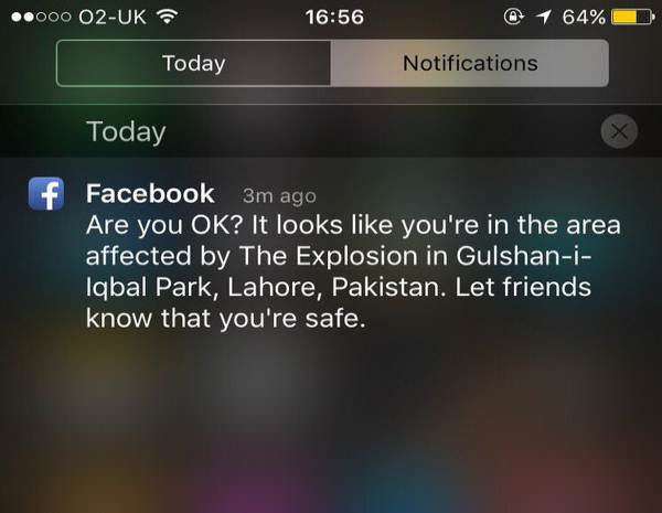 پیام اشتباهی فیس بوک در safety check