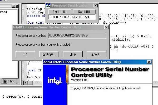 سریال نامبر پردازنده های اینتل intel pentium III Processor Serial Number