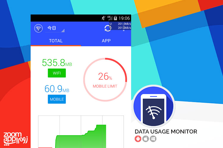 اپلیکیشن Data Usage Monitor: نظارت بر دیتای مصرفی - زوم اپ