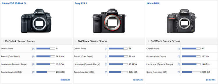 مقایسه Canon 5D Mark IV با Sony A7R II و D810 نیکون