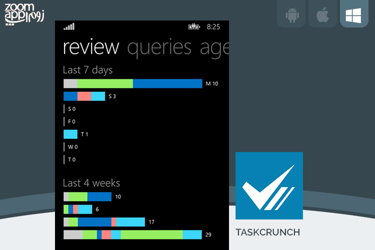 برنامه TaskCrunch: مدیریت کارها و امور روزانه در ویندوزموبایل - زوم اپ