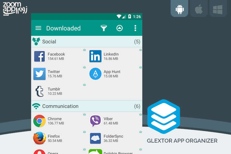 برنامه Glextor App Mgr & Organizer: مدیریت اپلیکیشن های نصب شده در اندروید - زوم اپ