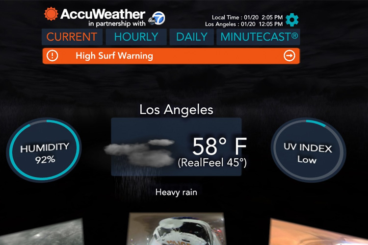 AccuWeather پیش بینی وضع هوا را با استفاده از واقعیت مجازی نمایش می‌دهد