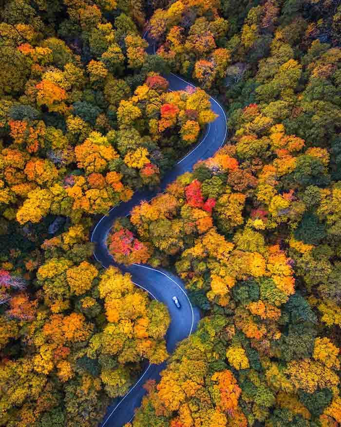 چشم انداز زیبای فصل پاییز در ایالات متحده