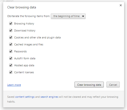 delete data from google chrome