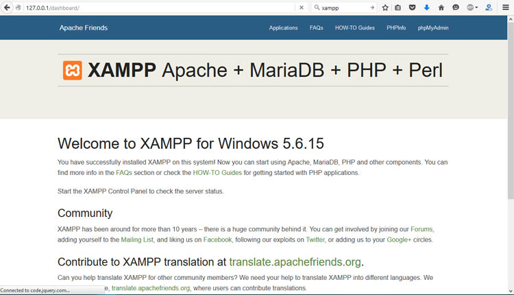 xampp home page