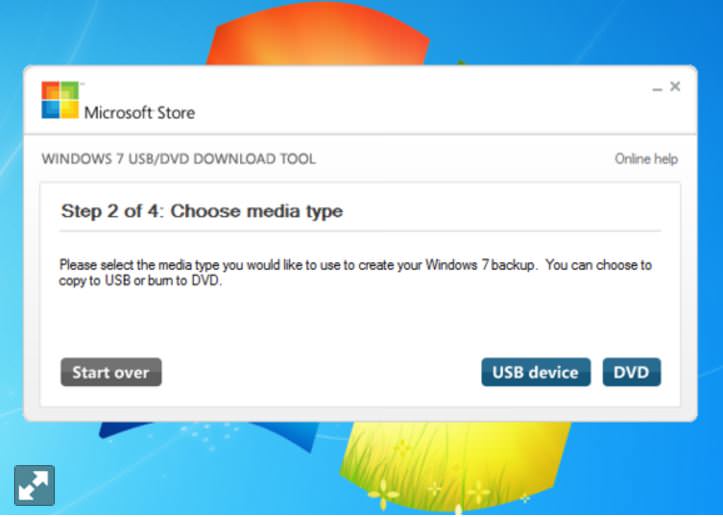 The Windows 7 USB/DVD download tool
