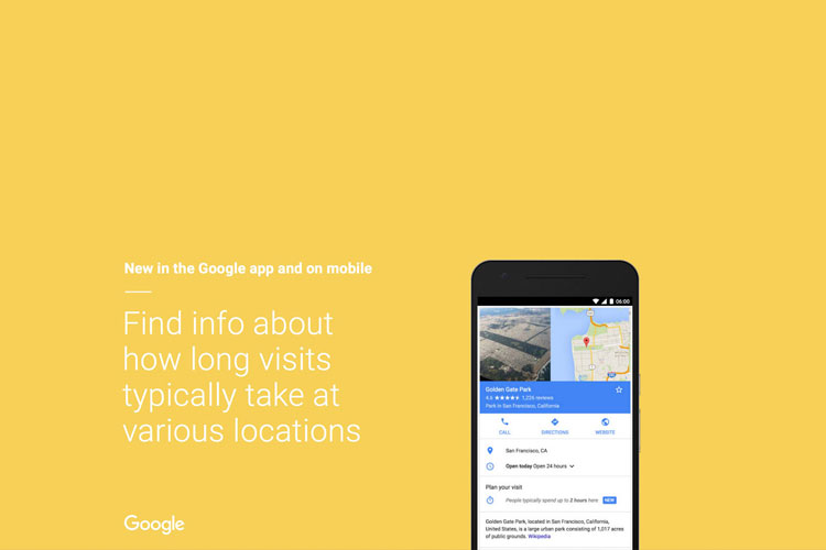 جستجوی گوگل میانگین زمان لازم برای گردش در مکان های توریستی را نشان می‌دهد