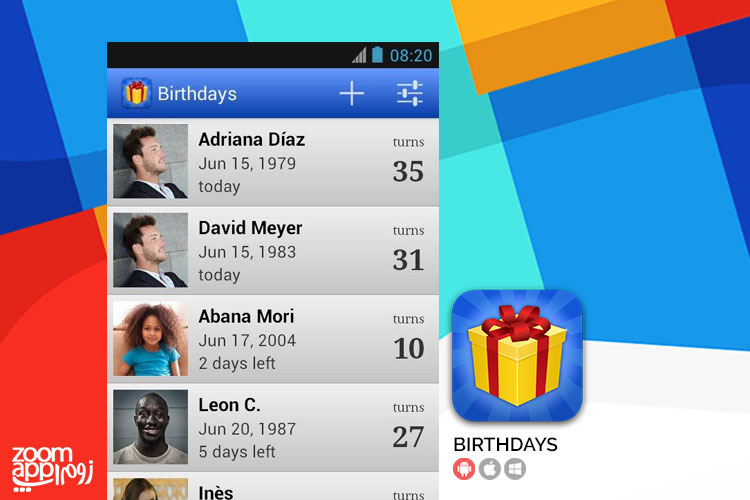 اپلیکیشن Birthdays: یادآوری تولد دوستان و آشنایان - زوم اپ