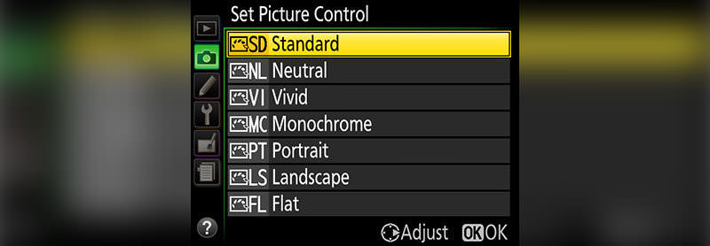 منوی تنظیمات دوربین DSLR