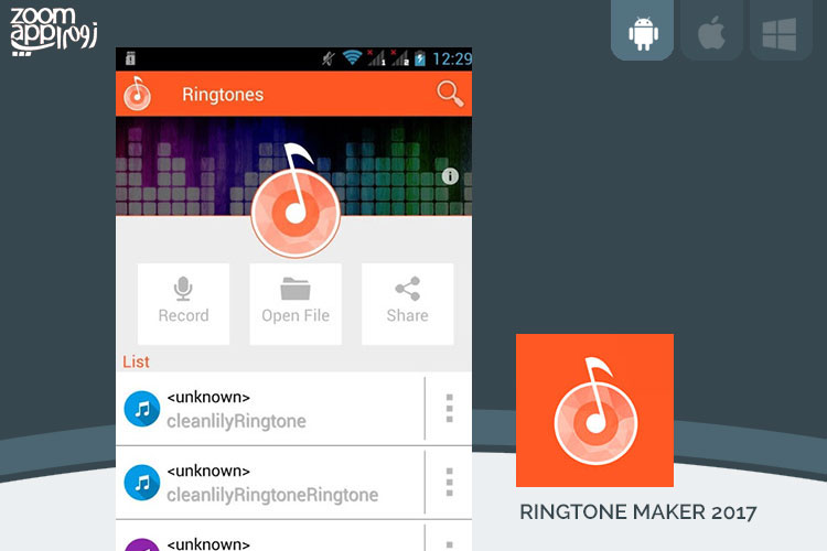 برنامه Ringtone Maker 2017: ساخت رینگتون و زنگ تماس - زوم اپ