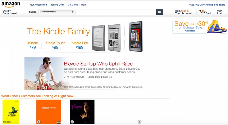Amazon 2012 Homepage