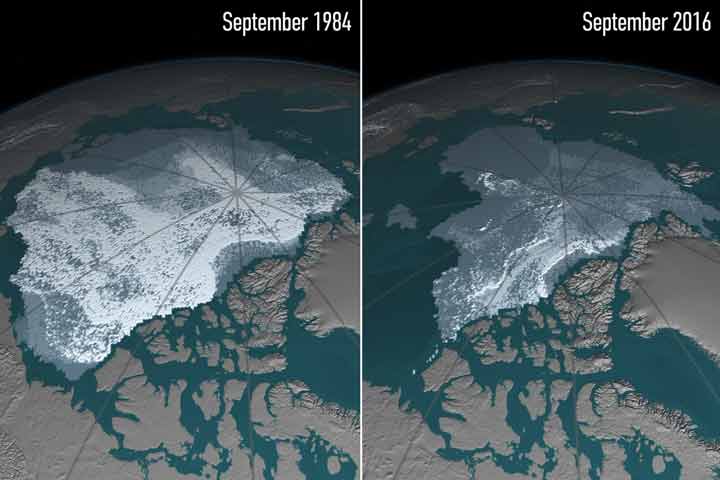 کاهش یخ‌های قطب شمال