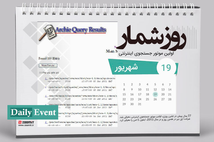 ۱۹ شهریور: معرفی اولین موتور جستجوی اینترنتی و آیفون 5 اس