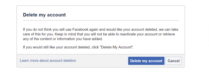 حذف فیسبوک