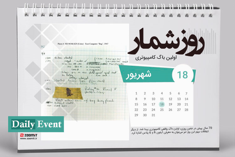 ۱۸ شهریور: شناسایی اولین باگ کامپیوتری و معرفی آیفون 6