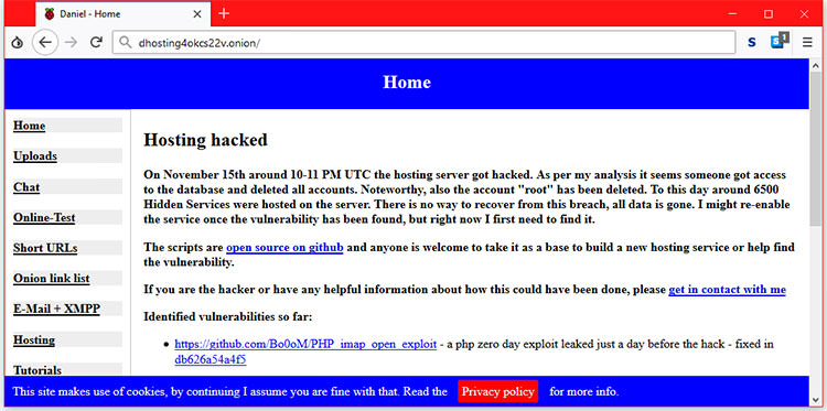 dark web host hack