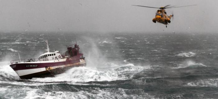 The French Fishing vessel Alf during a storm in the Irish Sea. 