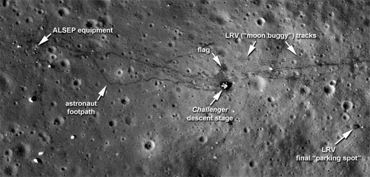 بخش‌های تیره‌تر خاک که توسط فضانوردان ماموریت آپولو بر جای مانده‌اند