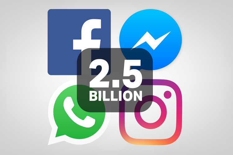2.5 میلیارد نفر حداقل از یکی از سرویس‌های فیسبوک استفاده می‌کنند