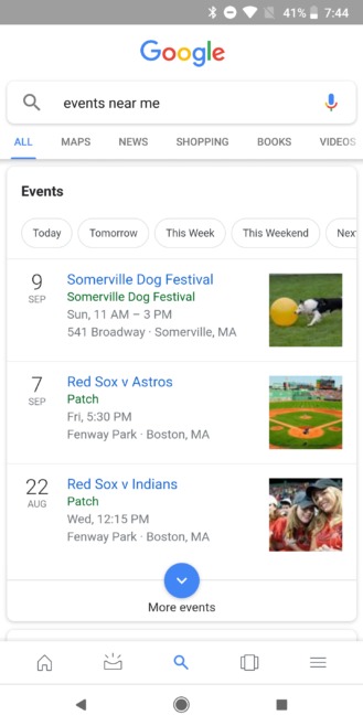 google interface events