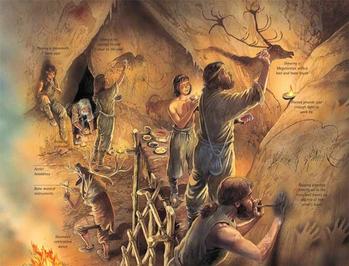 انسان‌های مدرن در حال خلق نقاشی‌های غار