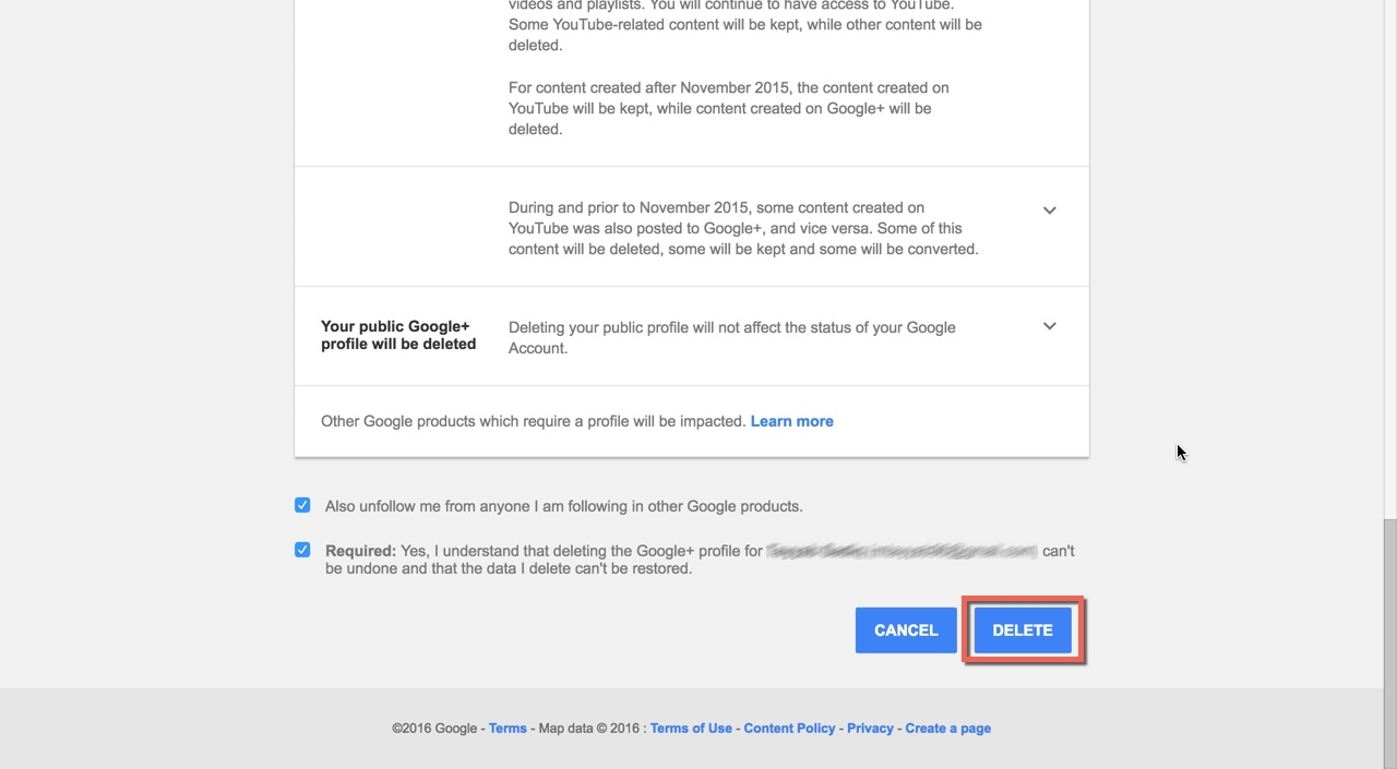 حذف گوگل پلاس / Google+ Deleting
