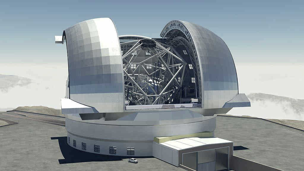 طرح مفهومی که نسخه‌ی پایانی تلسکوپ بسیار بزرگ اروپایی (ELT) را نشان می‌دهد