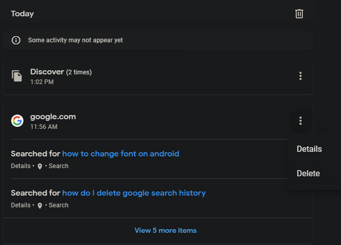 google web search history