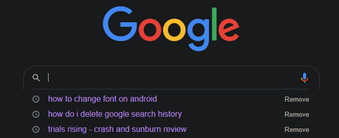 google web search history