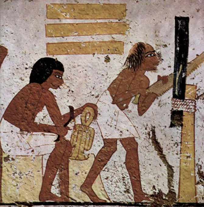 نقوشی که نجاری در مصر باستان را نشان می‌دهد