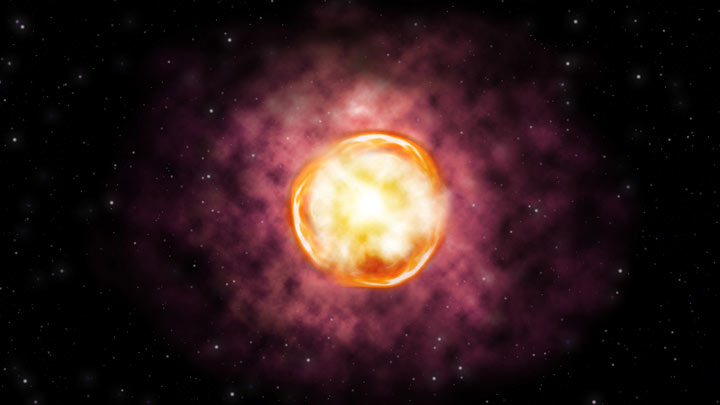 تصویر هنری از ستاره‌ای که موجب انفجار ابرنواختر SN2016iet شده است