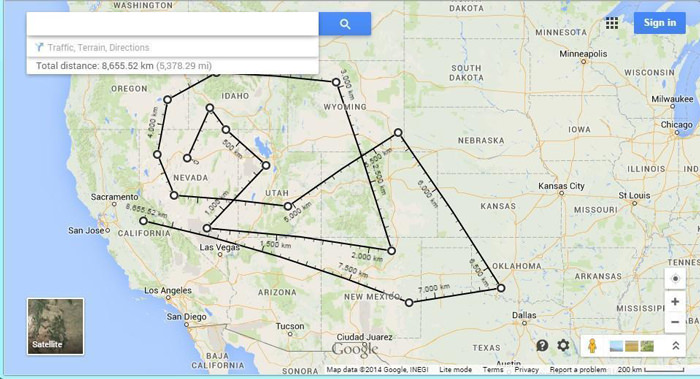 اندازه گیری فاصله بین دو نقطه در گوگل مپ