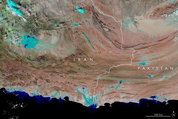تصویر ماهواره ای سیل سیستان و بلوچستان