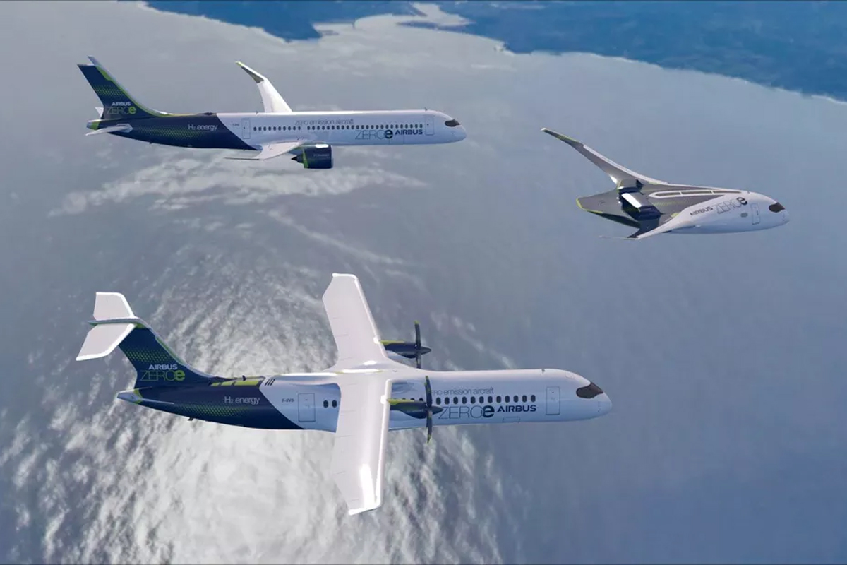 سه مدل مفهومی هواپیمای هیدروژنی ایرباس / Airbus در حال پرواز آسمان