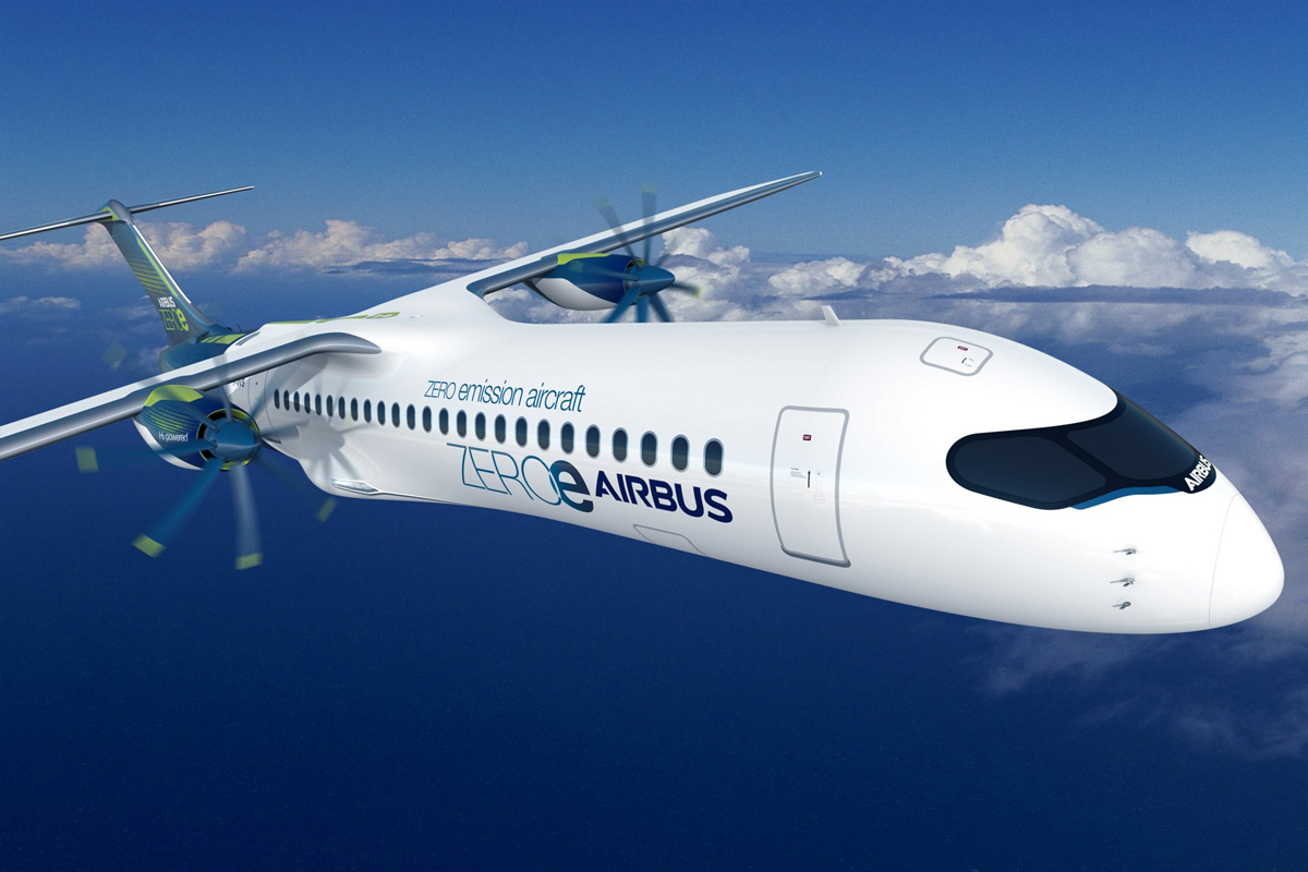 هواپیمای هیدروژنی ایرباس / Airbus با موتور توربوپراپ پرواز آسمان دریا