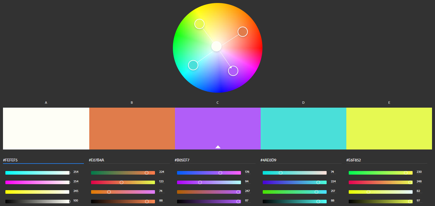 اسکرین شات وب سایت Adobe Color