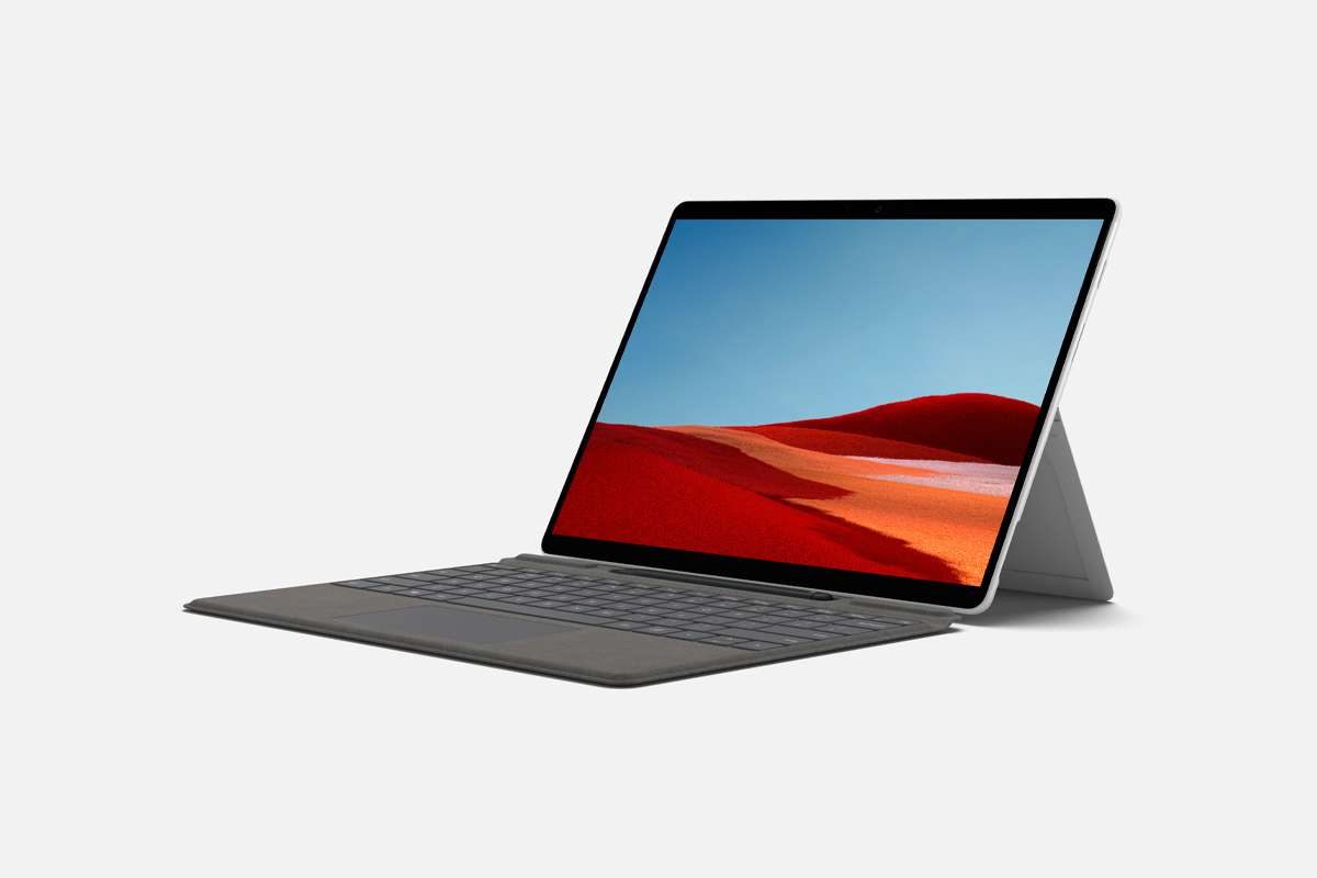 نمای سه رخ جلو سرفیس پرو ایکس 2020 / Surface Pro X
