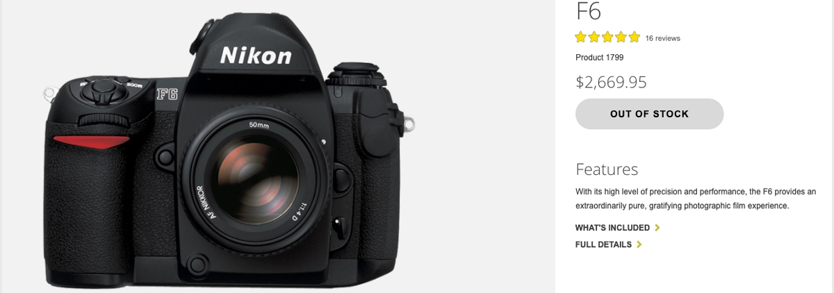 صفحه اتمام موجودی نیکون اف 6 / Nikon F6 در فروشگاه های آنلاین