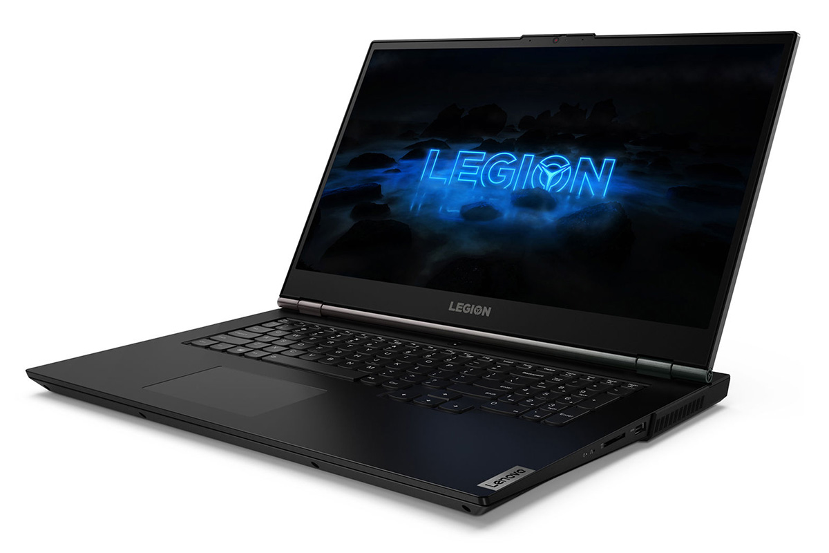 نمای کنار لپ تاپ لنوو لیژن 5 با صفحه روشن