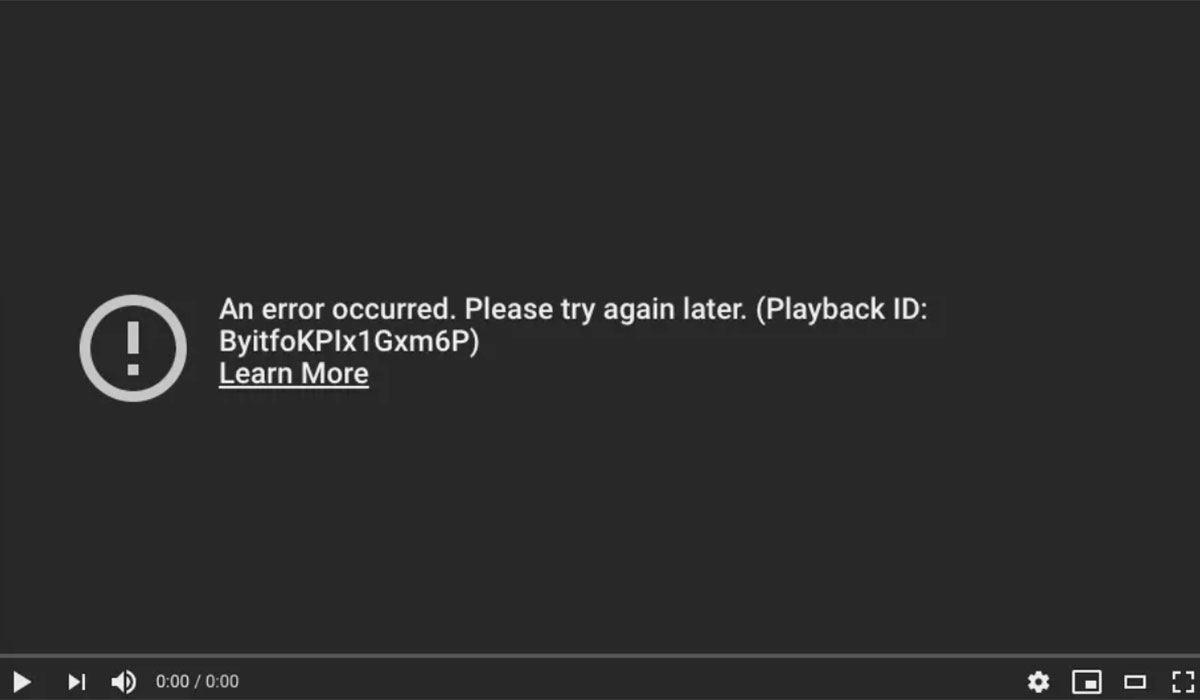 خطای یوتیوب
