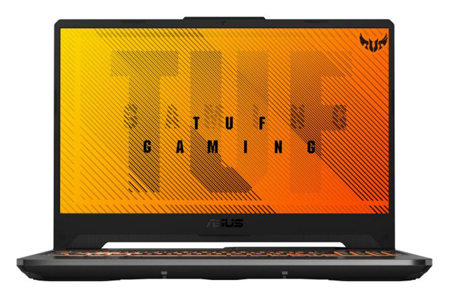 نمای جلو لپ تاپ ایسوس TUF Gaming F15 FX506LI با صفحه روشن