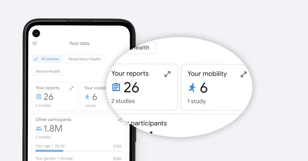 اسکرین شات اپلیکیشن Google Health Studies روی گوشی پیکسل