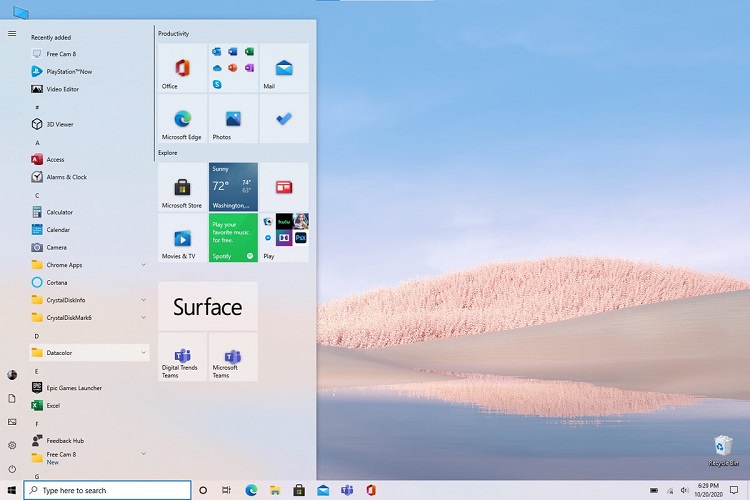 منوی استارت جدید ویندوز 10