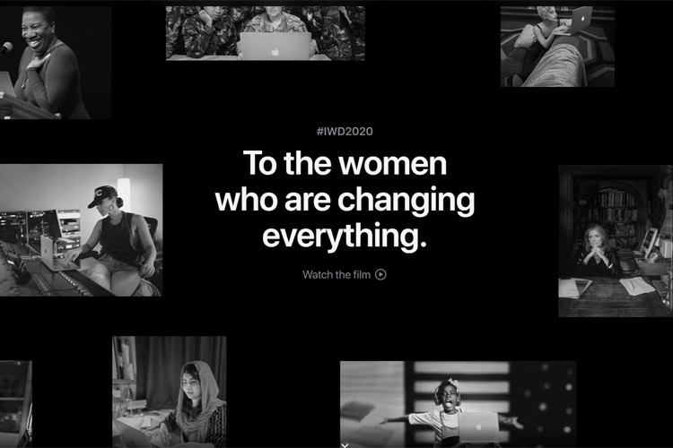 اپل صفحه اصلی وبسایت خود را به روز جهانی زن اختصاص داد