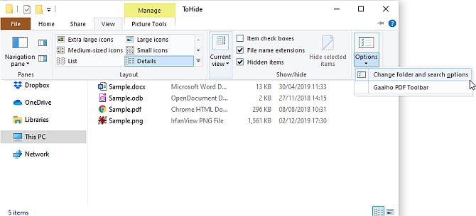 Hide Windows 10 file using File Explorer - 1