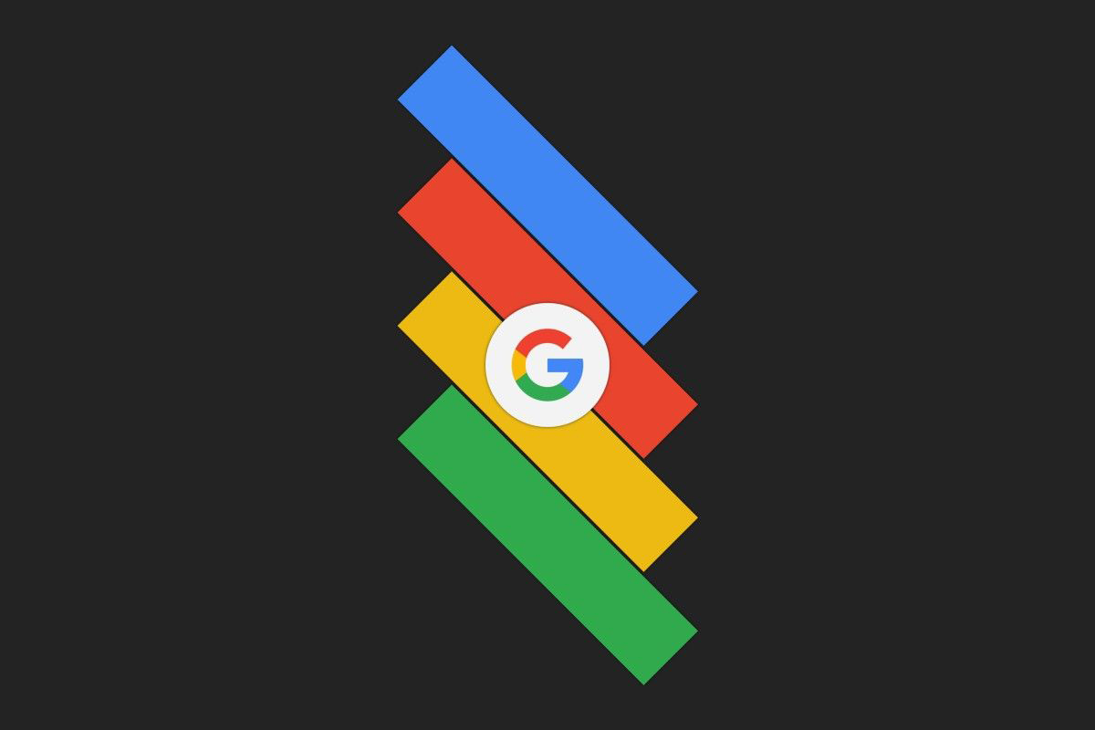 لوگو گوگل / Google روی چهار رنگ مورب