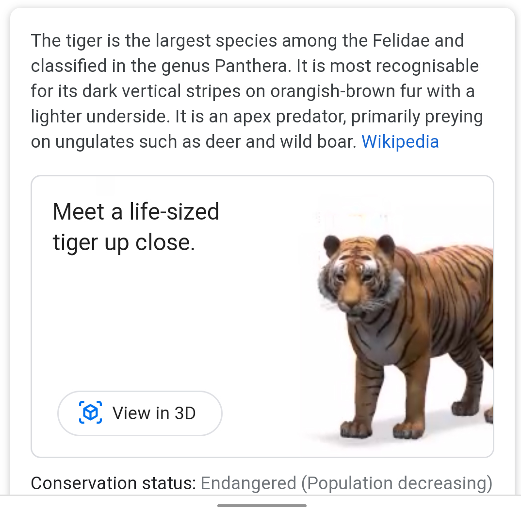 حیوانات سه بعدی گوگل / Google 3D Animals