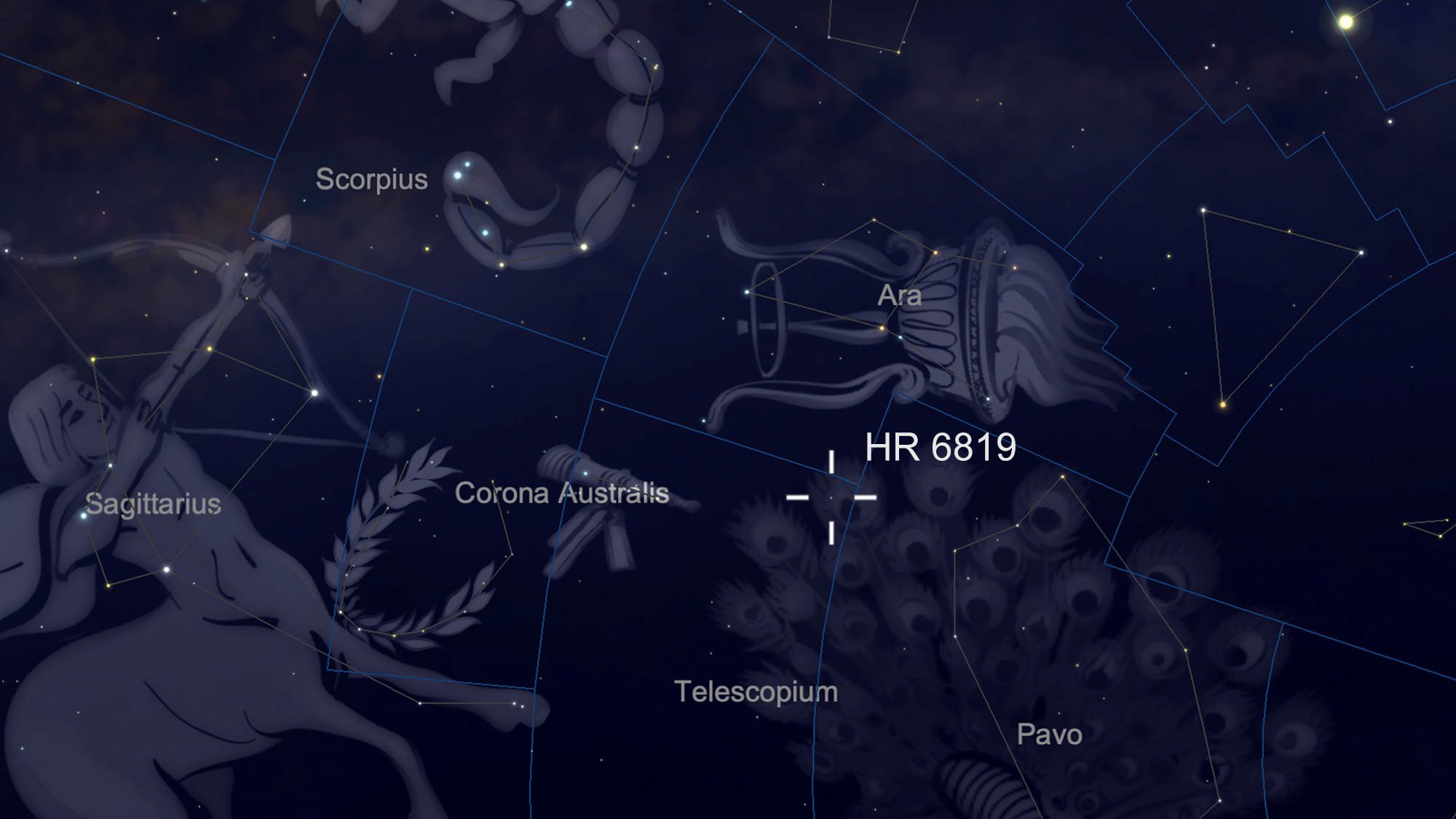 منظومه HR 6819 در آسمان شب