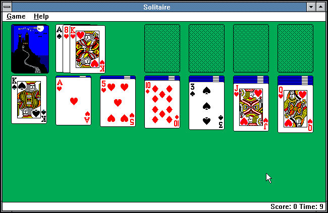 بازی Solitaire ویندوز 3.0 مایکروسافت / Microsoft Windows 3.0